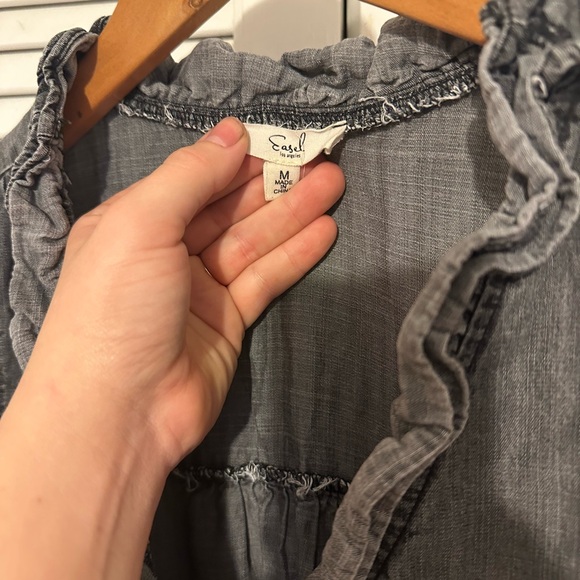 Easel Gray Ruffled Dress - Picture 2 of 3